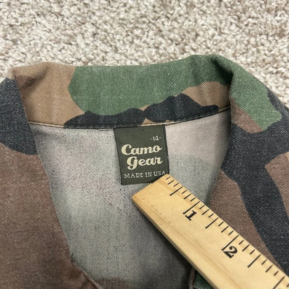 Vintage Camo Gear‎ Camo Shirt Jacket YOUTH Boys Size 14 Button USA Made